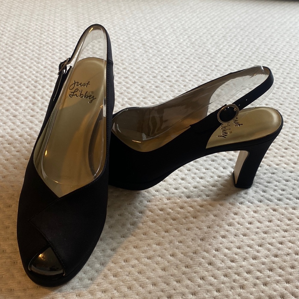 Black peep toe heels, 7 1/2